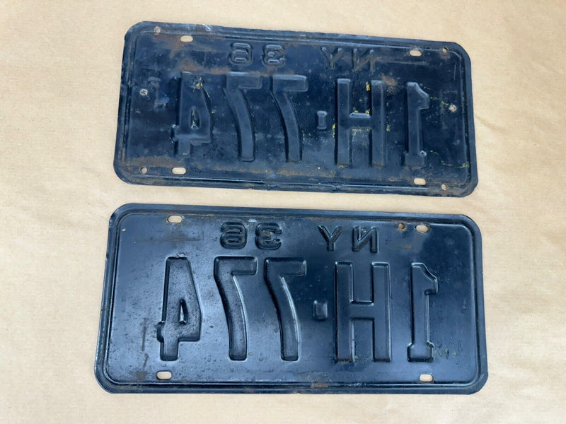 NY 1936 New York License Plate Pair 1H 774 OEM Original #3819E