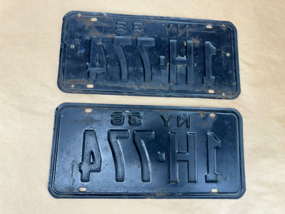 NY 1936 New York License Plate Pair 1H 774 OEM Original #3819E