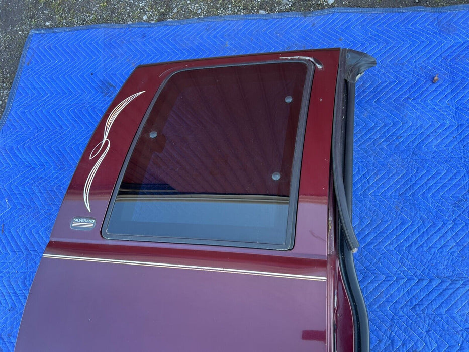 1998 Chevy K1500 Extended Cab Third Door Maroon w/ Trim, Door Card OEM #1506EM