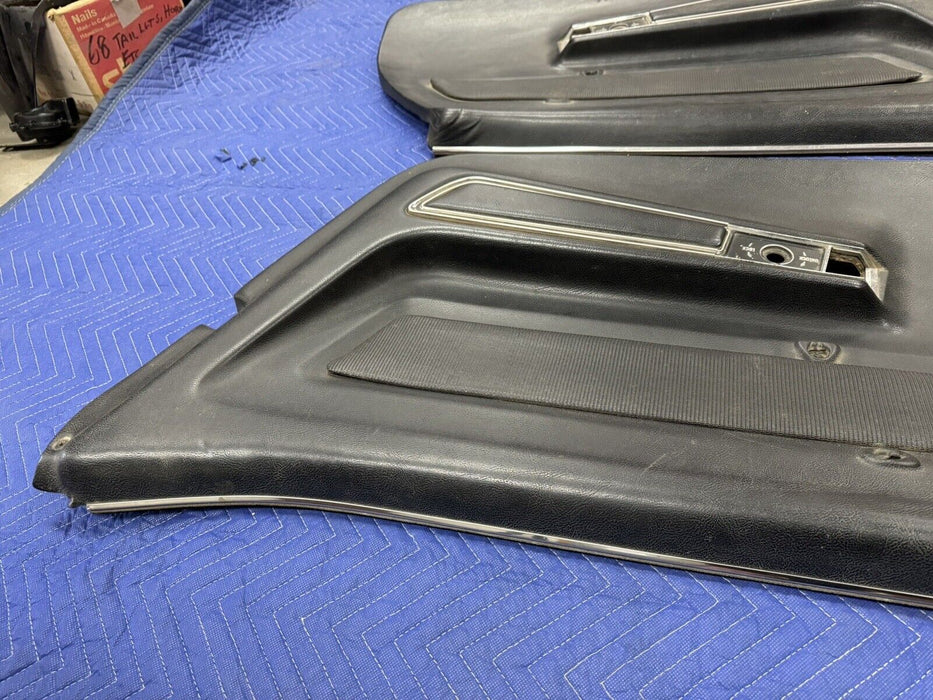 1968-1977 Corvette C3 Left & Right Black Door Card Panel Power w/Trim OEM #3227E