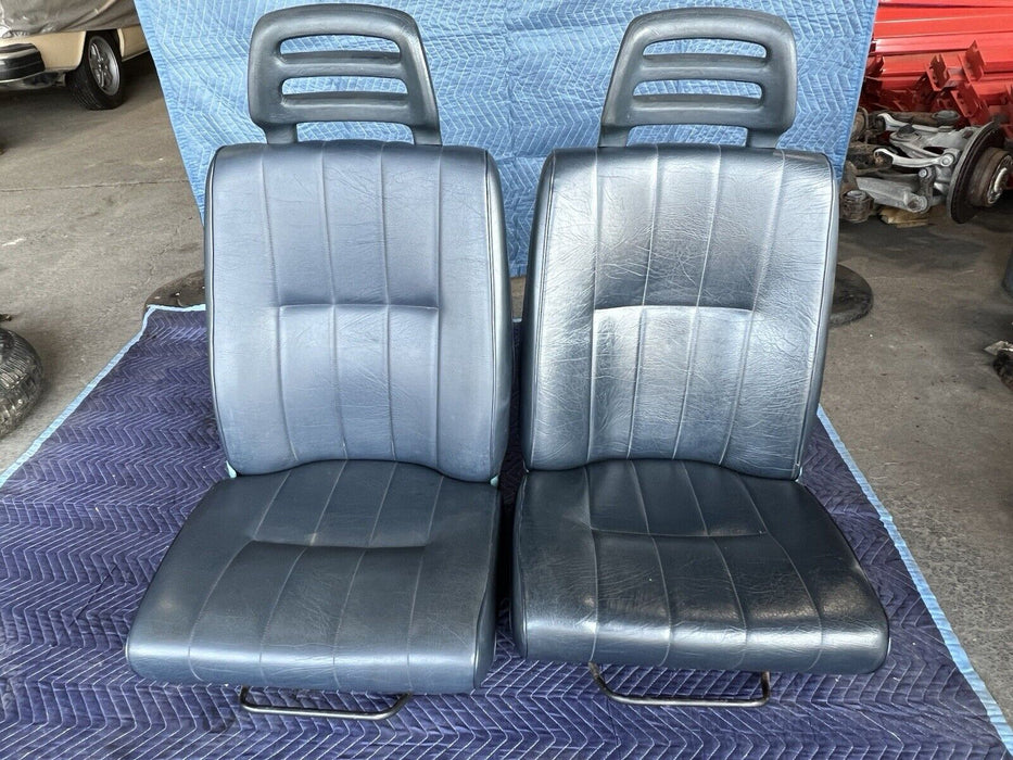 1986-1993 Volvo 240 244 245 Front Seat Pair Heated Blue Vinyl L & R OEM #3644E