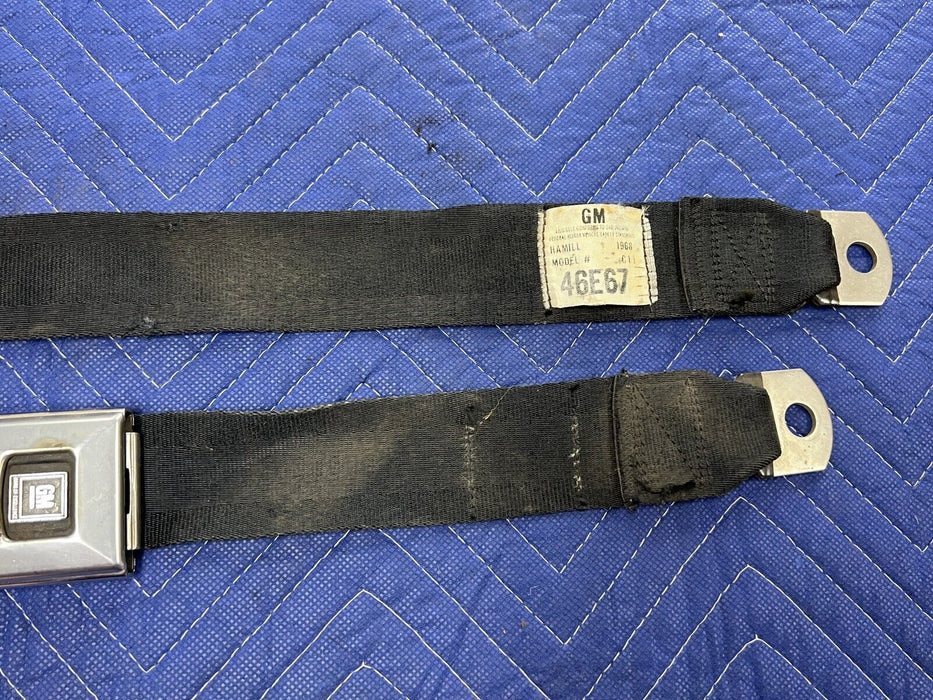 1967-1972 GM Corvette Chevelle Camaro 46E67 Seat Belt Pair & Buckle OEM #3362E