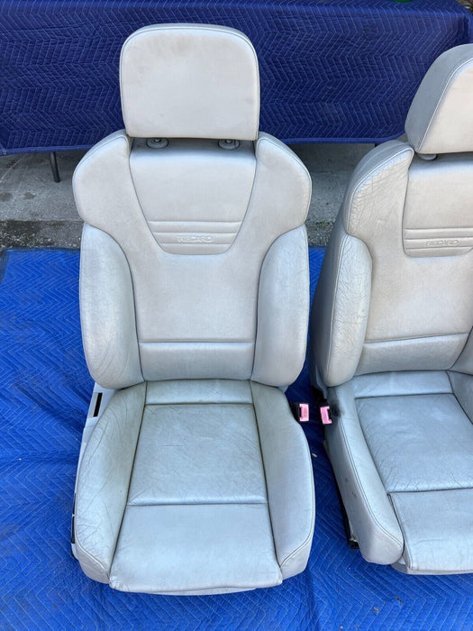 2003-2009 Audi S4 B6 B7 8E Pair Front Recaro White Leather Sport Seats OEM#691EM