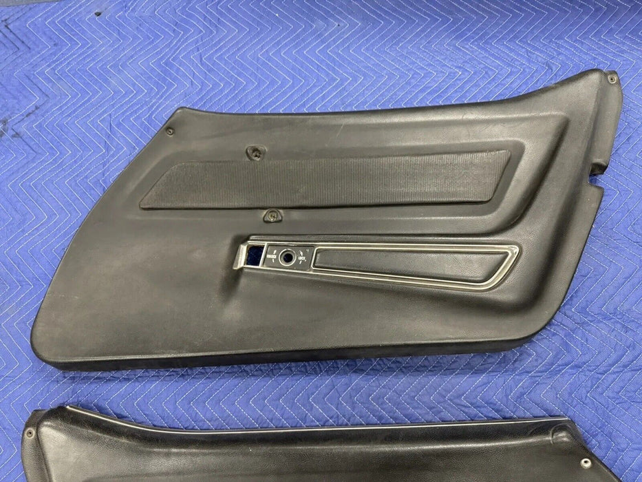 1968-1977 Corvette C3 Left & Right Black Door Card Panel Power w/Trim OEM #3227E