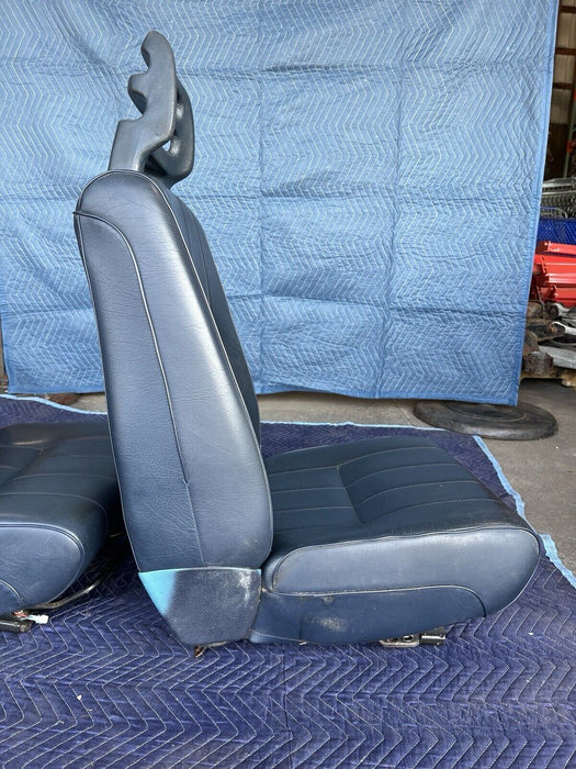 1986-1993 Volvo 240 244 245 Front Seat Pair Heated Blue Vinyl L & R OEM #3644E