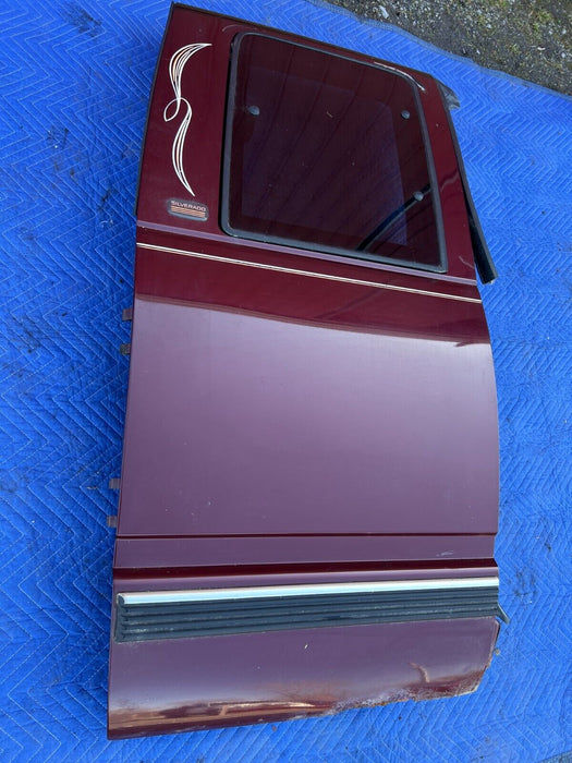 1998 Chevy K1500 Extended Cab Third Door Maroon w/ Trim, Door Card OEM #1506EM