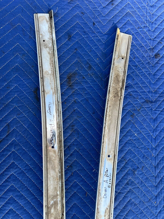 1984-1989 Volvo 740 760 Front A Pillar Left Right Gutter Chrome Trim OEM #1621EM