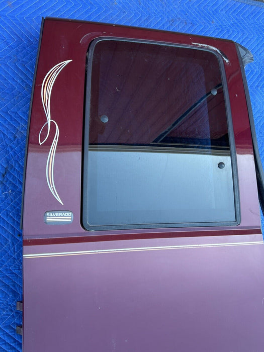 1998 Chevy K1500 Extended Cab Third Door Maroon w/ Trim, Door Card OEM #1506EM