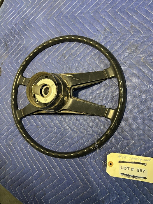 1969-1973 Porsche 911 914 Steering Wheel & Center Pad Hard Rubber OEM #3383E