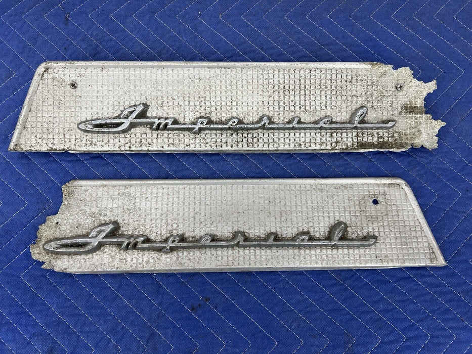 1955-1956 Chrysler Imperial Door Panel Badge Script Panel Pair Trim OEM #3491E