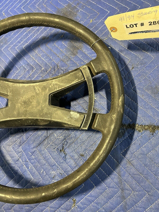 1965-1973 Porsche 911 912 914 Leather Steering Wheel & Center Pad 380mm #3421E