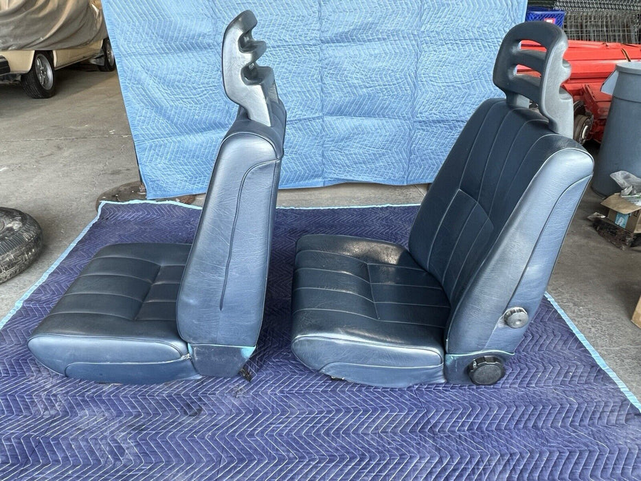 1986-1993 Volvo 240 244 245 Front Seat Pair Heated Blue Vinyl L & R OEM #3644E