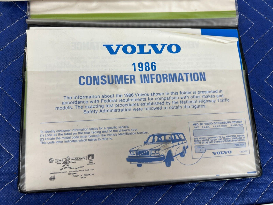 1984-1989 Volvo 740 760 Sedan Owner's Manual Book Set User Guide OEM #1632EM