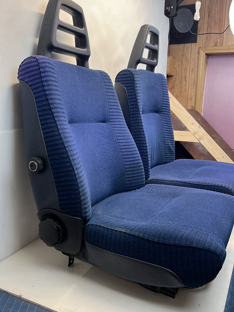 1975-1980 Volvo 244 240 Front Left & Right Seat Blue Cloth Pair OEM #5302EM
