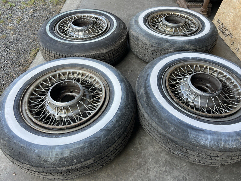 1980-1985 Cadillac Seville Set Of Rims Wheels Tires 15” Wire Spoke OEM #3314M