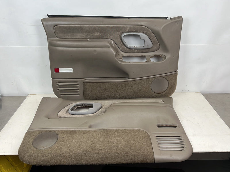 1995-1998 Chevrolet GMC C/K Left & Right Door Card Trim Panel Pair Tan OEM