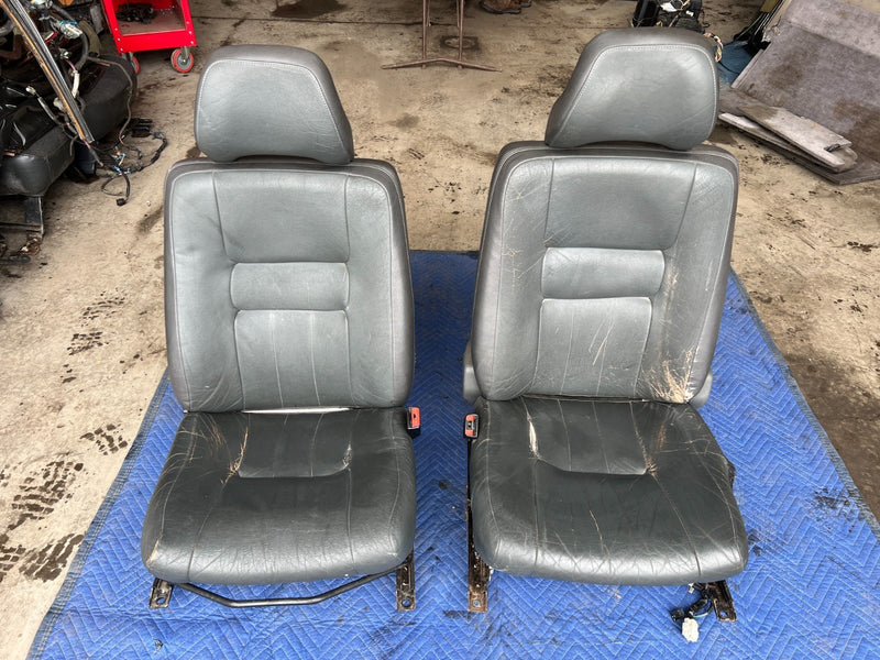 1992-1995 Volvo 940 740 Front Left & Right Seat Pair Charcoal Leather OE #3266EM