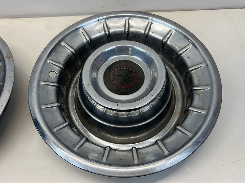 1956-1957 Cadillac Eldorado DeVille Sombrero 15 inch Hub Cap Pair OEM #5306EM