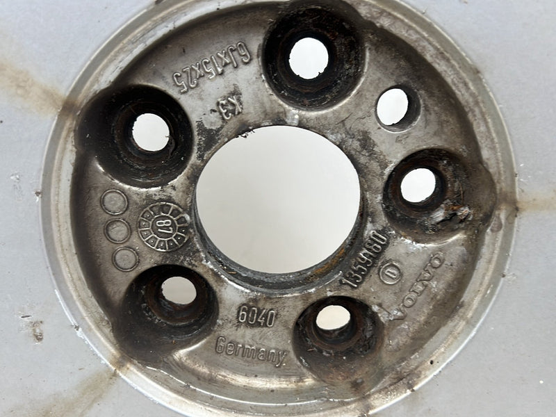 1990-1992 Volvo 740 745 940 6Jx15 15" Wheel Rim Pair 1359180 OEM #6497EM