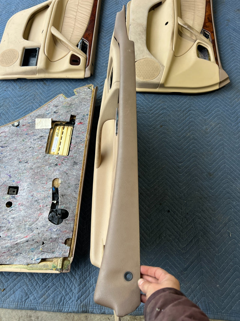 1998-2003 Mercedes W210 E320 Wagon Door Card Trim Panel Tan Set of 4 OEM #4739EM
