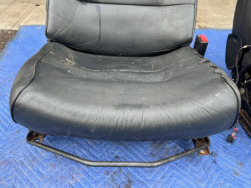 1990-1992 Volvo 740 745 940 Front Left Right Seat Pair Black Leather OEM #5998EM