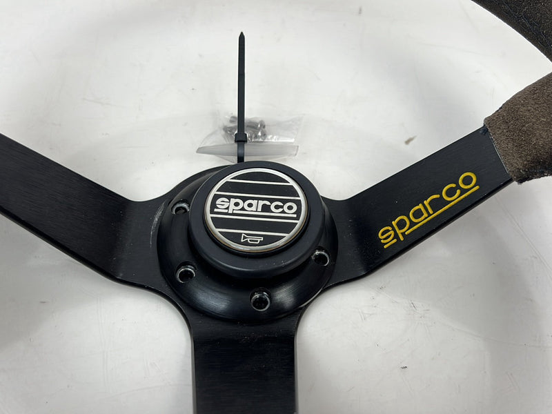1983-1985 Porsche 944 3 Spoke Sparco Steering Wheel w/ Adaptor Ring OEM #5555EM