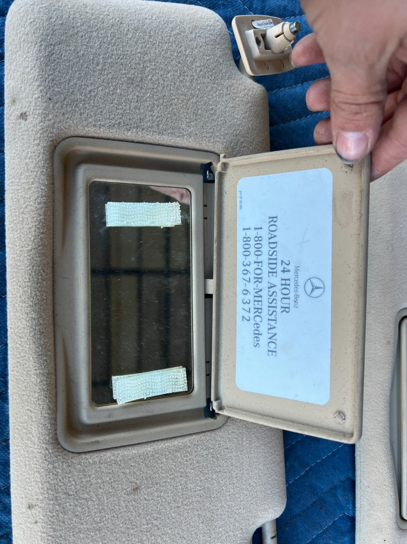 1996-2003 Mercedes W210 E320 Right & Left Sun Visor Shade Pair Tan OEM #4547EM