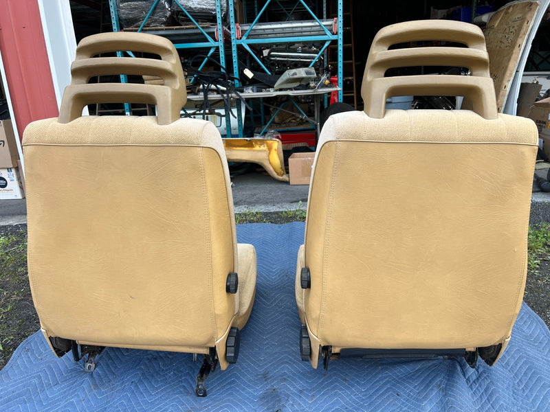 1986-1993 Volvo 240 244 Front Left & Right Tan Cloth Seat Pair OEM #4207EM