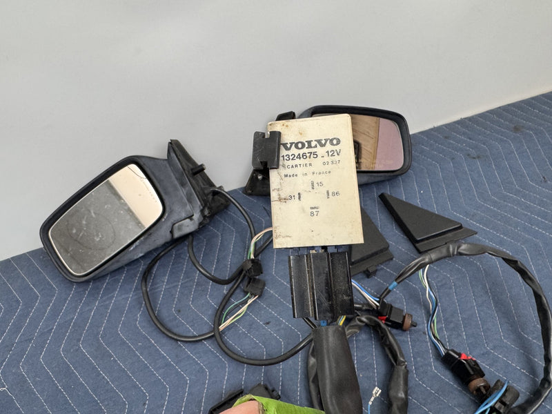 1986-1993 Volvo 245 240 244 Power Door Mirror Pair w/ Trim & Harness OEM #6511EM