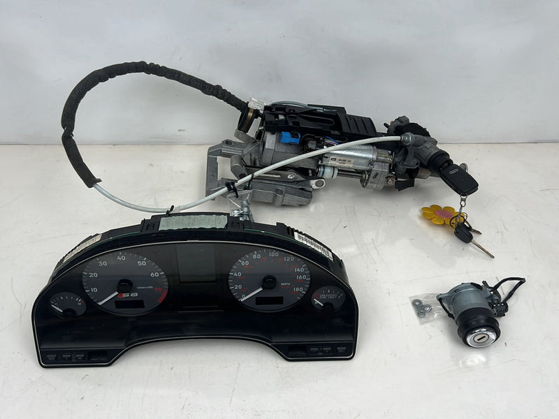 1996-2003 Audi S8 D2 A8 Gauge Cluster Steering Column Rear Lock & Key OE #6446EM