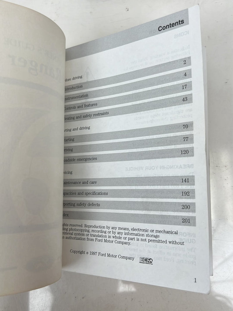 1998 Ford Ranger Owners Manual User Guide Booklet w/ Case OEM #6011EM