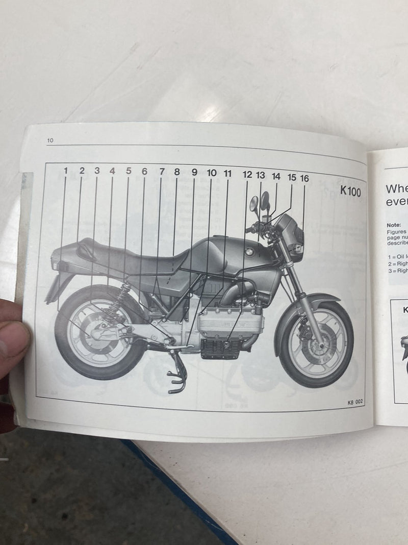 1985 BMW K100RT - Owners Manual PN: 01479798447