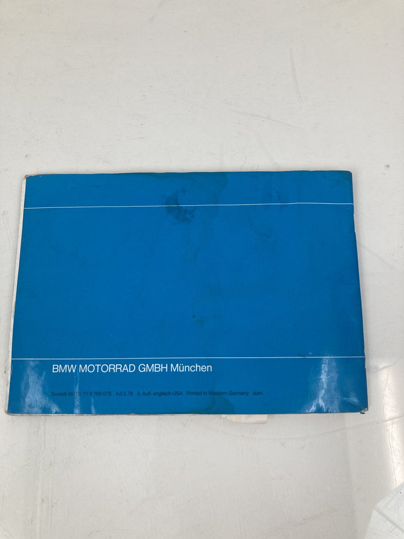 1983 BMW R80RT - Owners Manual