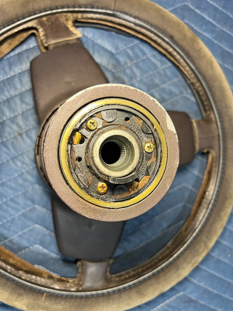1983-1985 Porsche 944 Leather 3 Spoke Steering Wheel & Center Pad OEM #2512EM