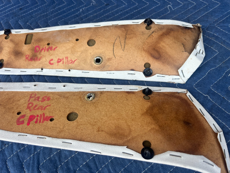 1967-1974 Volvo 140 142 Coupe Rear Right & Left C Pillar Trim White OEM #4916EM