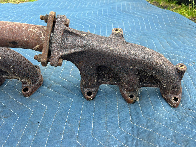 1975-1980 Volvo 244 240 Exhaust Manifold Pair &amp; Down Pipe Diesel OEM #5418EM