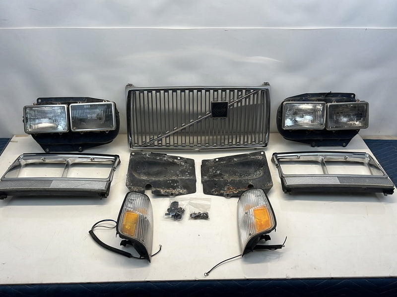 1975-1980 Volvo 244 240 Quad Headlight Set w/ Coffin Grille & Trim OEM #5294EM