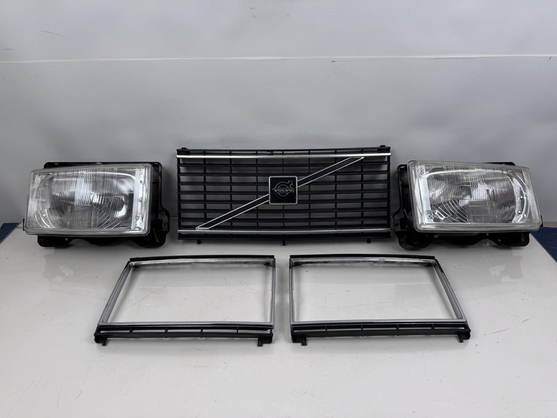 TV Screen Volvo 240 Headlights w/Flathood Eggcrate Grille