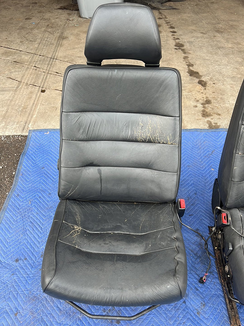 1990-1992 Volvo 740 745 940 Front Left Right Seat Pair Black Leather OEM #5998EM