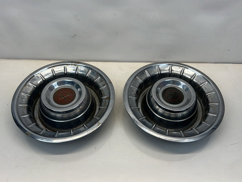 1956-1957 Cadillac Eldorado DeVille Sombrero 15 inch Hub Cap Pair OEM #5306EM