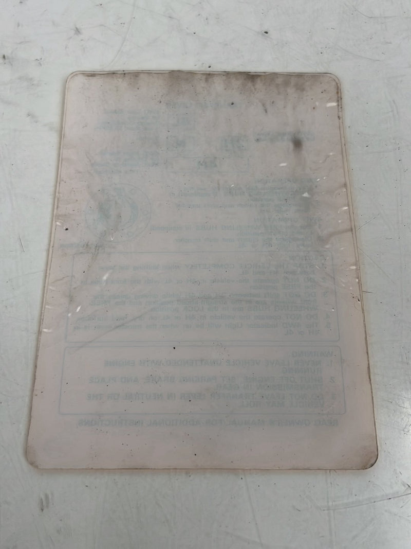 1985-1988 Suzuki Samurai Transfer Case Instruction Card OEM #6731EM