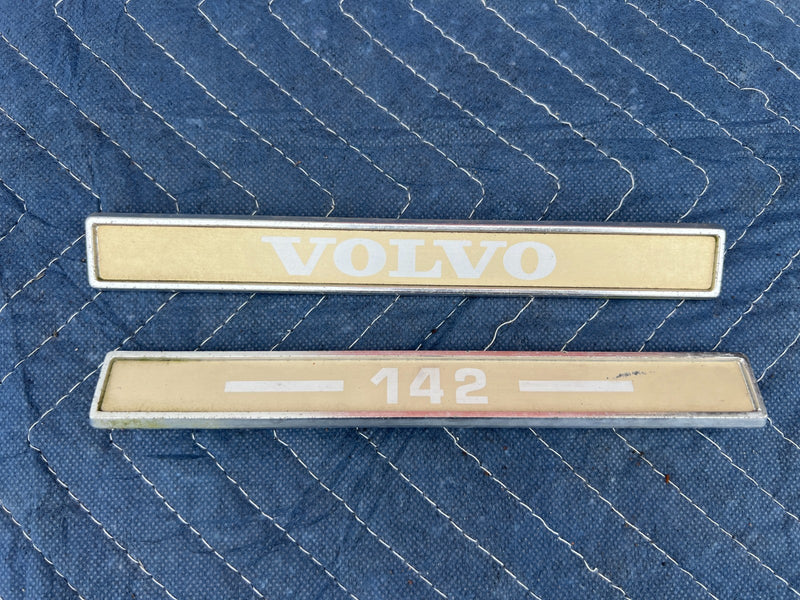 1967-1974 Volvo 140 142 Coupe Exterior Rear Trunk Emblem Badge Set OEM #4871EM