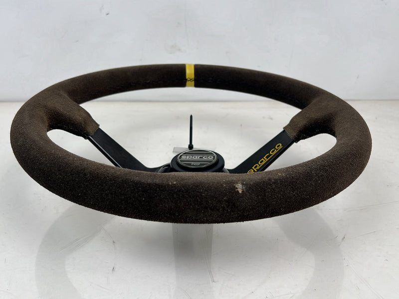 1983-1985 Porsche 944 3 Spoke Sparco Steering Wheel w/ Adaptor Ring OEM #5555EM