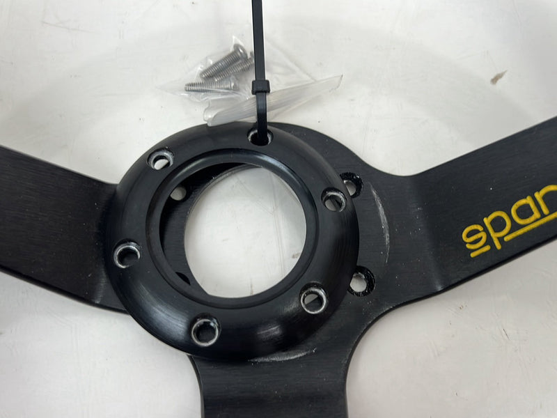 1983-1985 Porsche 944 3 Spoke Sparco Steering Wheel w/ Adaptor Ring OEM #5555EM