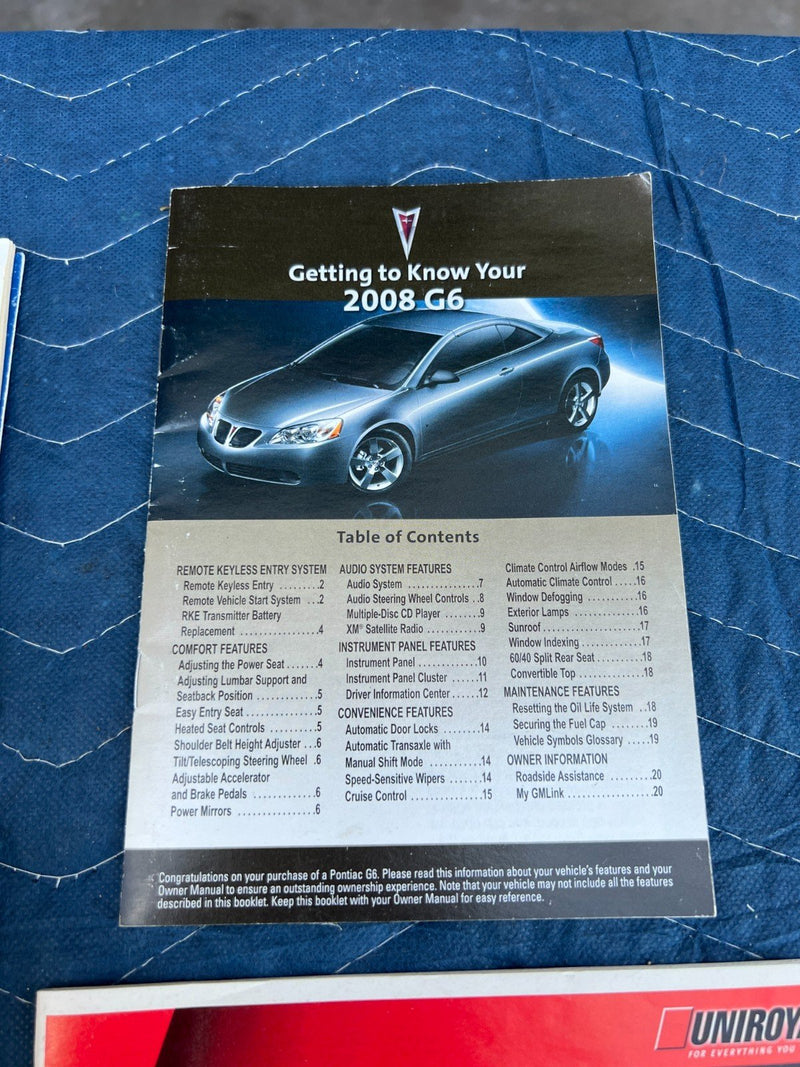 2008 Pontiac G6 Owner & Operator's Manual Pamphlet Booklet Set OEM #47DU