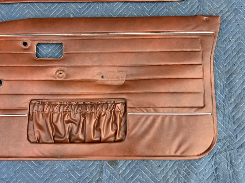 1967-1974 Volvo 140 142 144 145 Front Right Left Door Card Brown Pair OE #4885EM