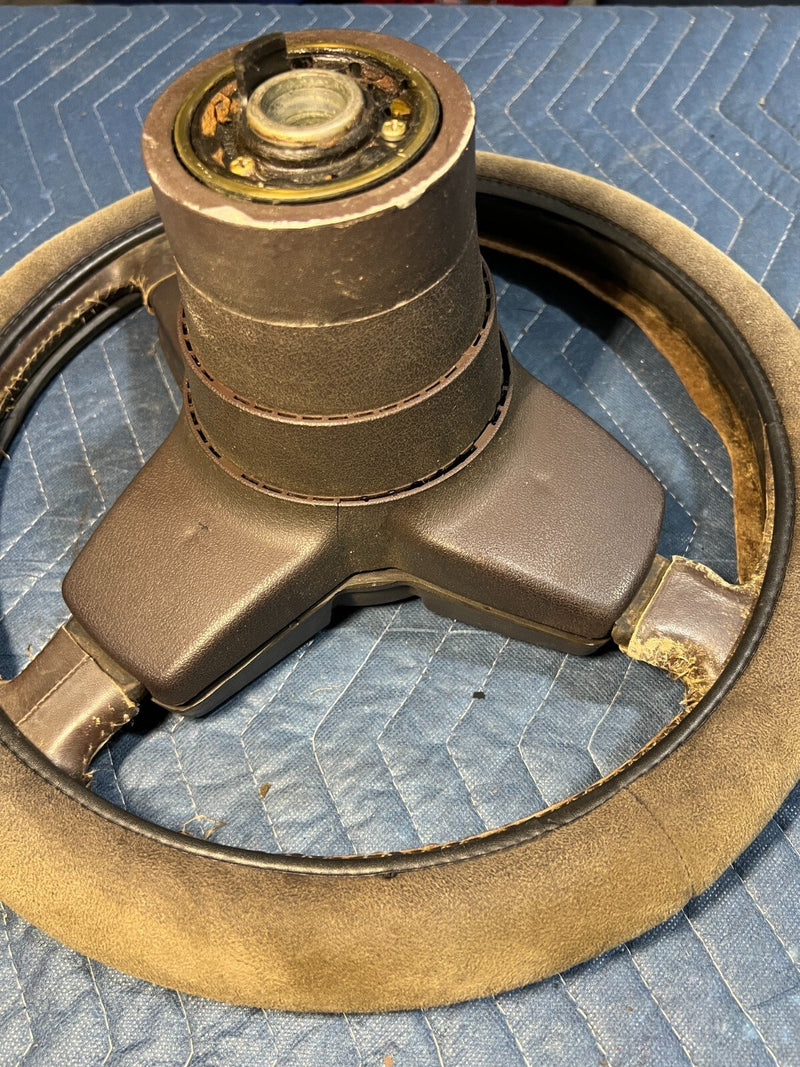 1983-1985 Porsche 944 Leather 3 Spoke Steering Wheel & Center Pad OEM #2512EM