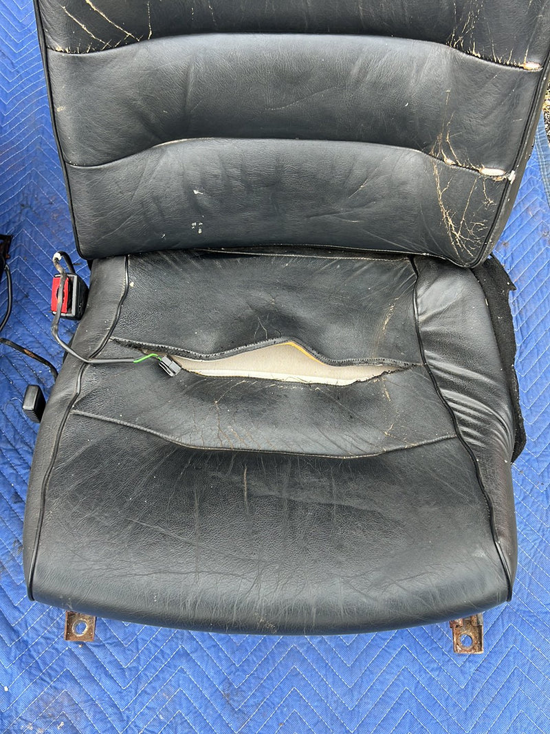 1990-1992 Volvo 740 745 940 Front Left Right Seat Pair Black Leather OEM #5998EM