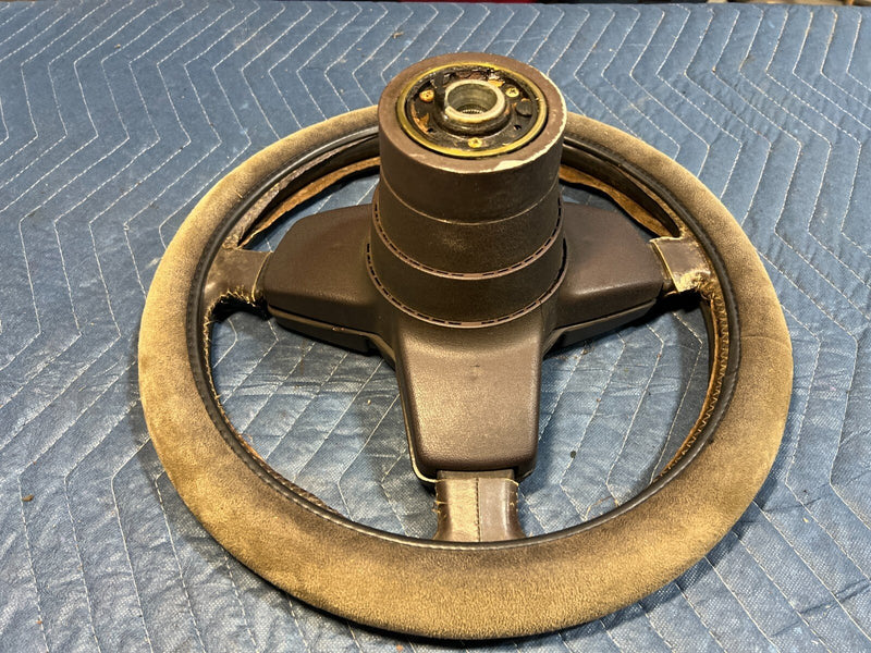 1983-1985 Porsche 944 Leather 3 Spoke Steering Wheel & Center Pad OEM #2512EM