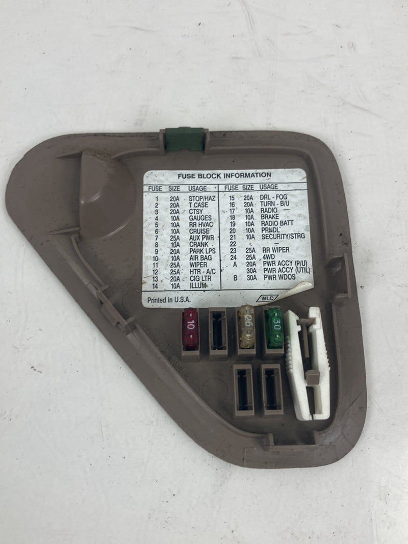 1995-1998 Chevrolet Silverado 2500 GMT400 Dash End Fuse Box Cover OEM